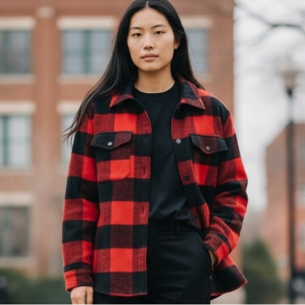 ONLY Brand Red Plaid Jacket Size Small-Medium